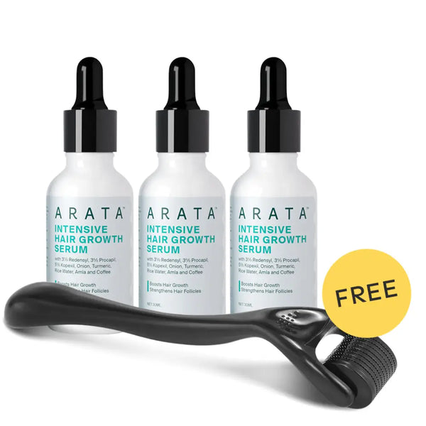 90-Days Hair Growth Kit | Intensive Hair Growth Serum (Pack of 3) + Derma Roller (FREE)