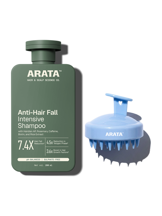 Arata Anti Hair Fall Intensive Shampoo + Scalp Massager Combo