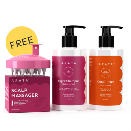 Wash Day Bundle | Super Shampoo (300ml) + Nourishing Conditioner (300ml) + FREE Scalp Massager