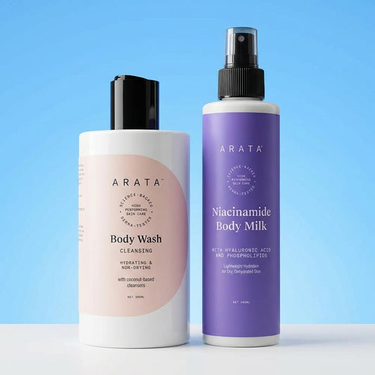 Arata Niacinamide Body Milk and Cleansing Body Wash Combo (200ml + 300ml)