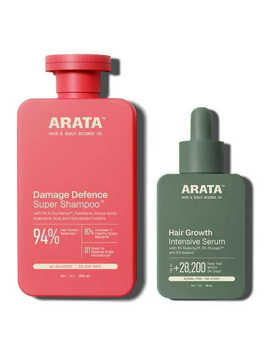Arata Damage Defence Shampoo & Hair Growth Intensive Serum Combo