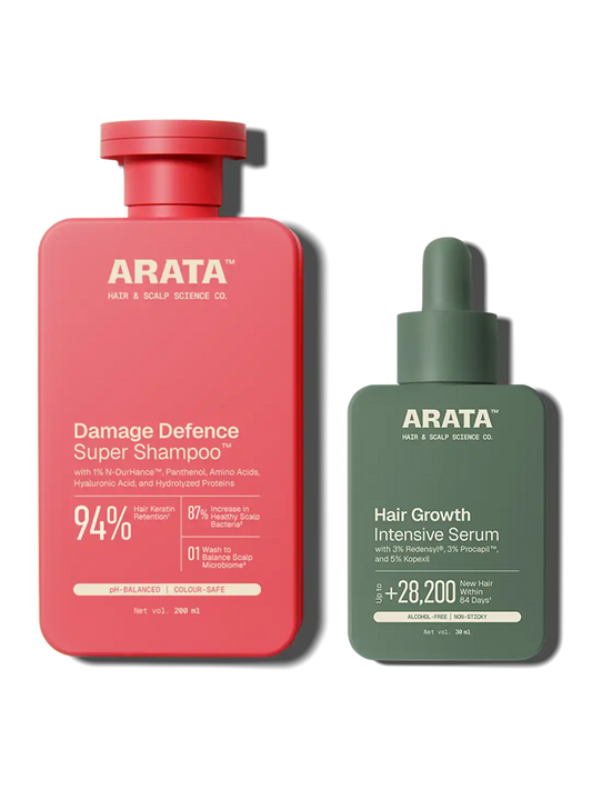 Arata Damage Defence Shampoo & Hair Growth Intensive Serum Combo