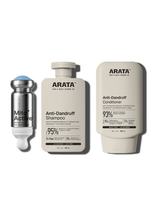 Arata MitoActive Hair Growth Serum + Anti Dandruff Shampoo & Conditioner Combo
