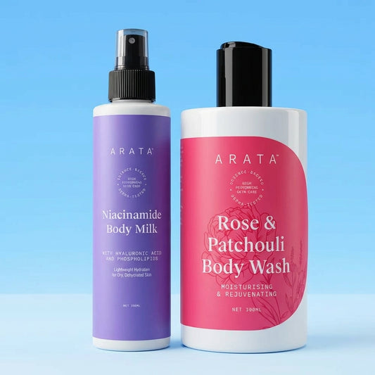 Niacinamide Body Milk and Rose and Patchouli Body Wash Combo (200ml + 300ml)