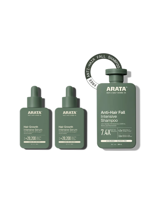 Arata Hair Growth Intensive Serum Pack of 2 + Free Anti Hair Fall Intensive Shampoo