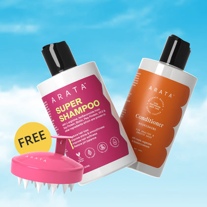 Wash Day Bundle | Super Shampoo (300ml) + Nourishing Conditioner (300ml) + FREE Scalp Massager