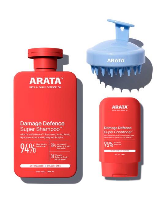 Arata Damage Defence Shampoo™ and Conditioner™ + Scalp Massager Combo 200 ML + 50 ML