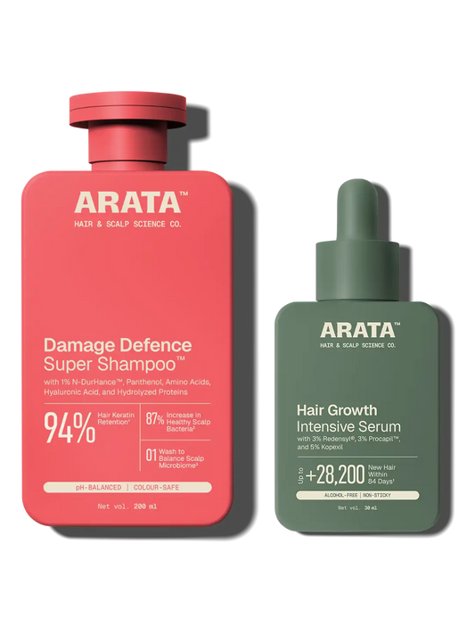 Arata Grow Strong Combo (Super Shampoo & Intensive Growth Serum) Combo