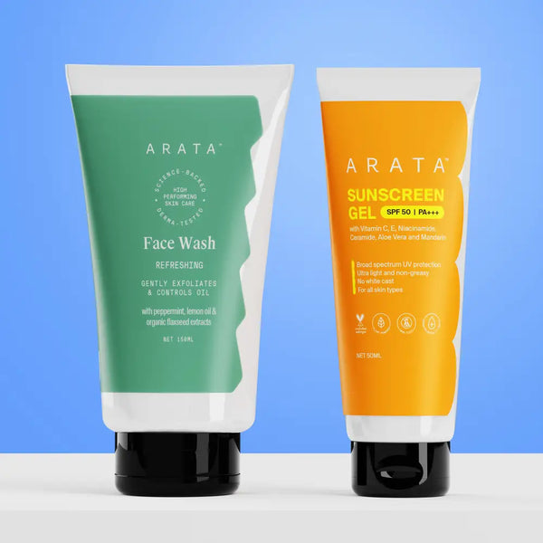 Facewash & Sunscreen Combo with Vitamin C, Hyaluronic Acid, Niacinamide and Ceramides