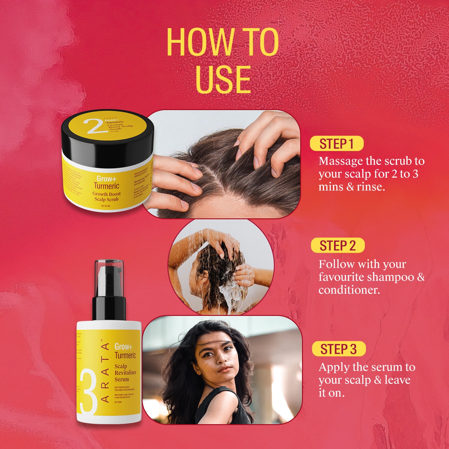 Arata Grow+ Turmeric Hair Growth Essentials